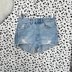 Zara | Light Wash Denim Distressed Blue Jean Cut Off Shorts 4